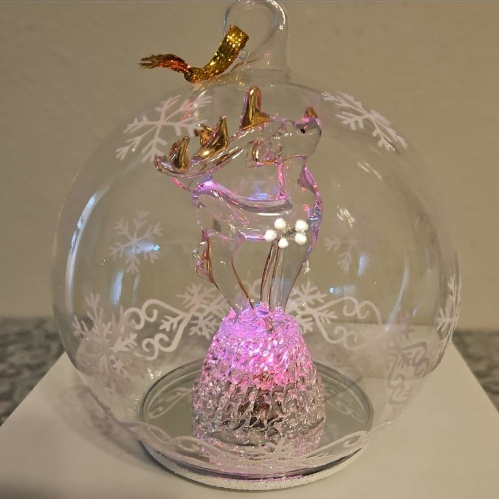 Vintage Soreele LED Lighted Glass Raindeer Globe